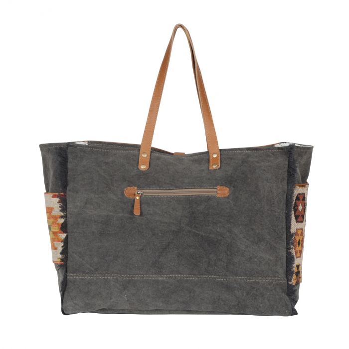 Myra Bag Boho Academeia Cowhide Leather Rug Canvas Carry-on Travel Duffel Tote