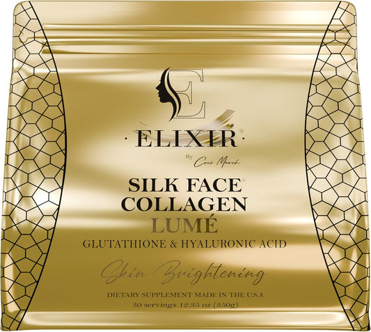 Elixir Silk Face Collagen Lumé - Collagen Powder with Hyaluronic Acid & Glutathione – Supports Skin Elasticity, Hydration & Radiance – Beauty & Wellness Supplement - 20g Protein by Cocó March