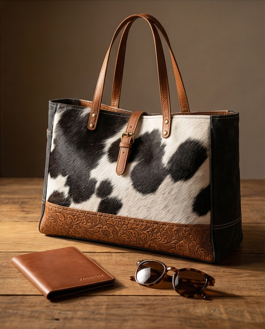 Myra Matty Affair Cowhide Weekender Bag - Western Leather Travel Tote