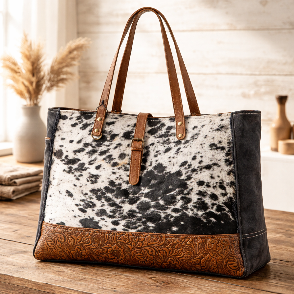 Myra Matty Affair Cowhide Weekender Bag - Western Leather Travel Tote