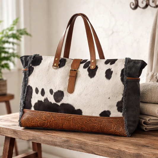 Myra Matty Affair cowhide leather western boho weekender travel bag