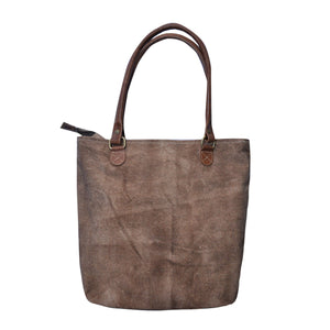 Leather Front Pocket Canvas Tote Up-cycled Bag
