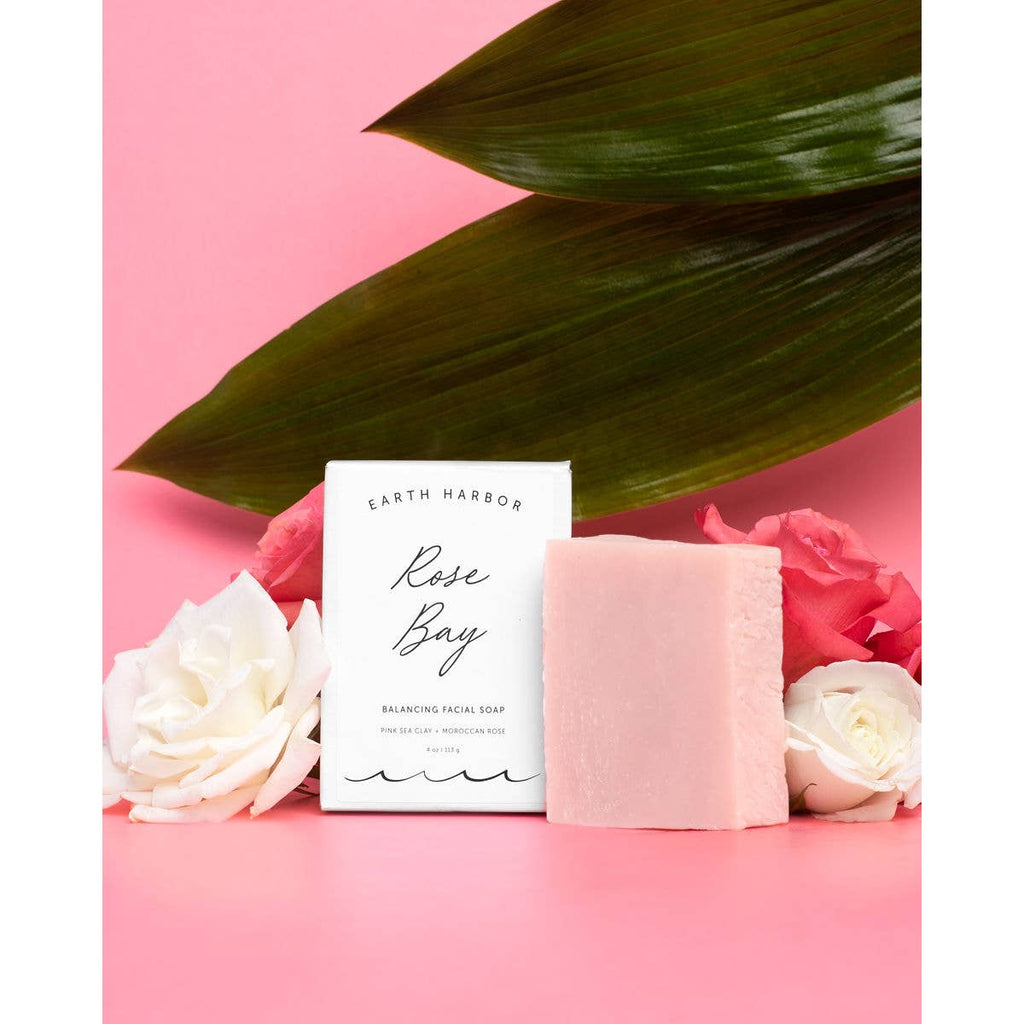 Rose Bay Balancing Facial Soap with Rose Extract and Coconut and Clay by Earth Harbor Naturals