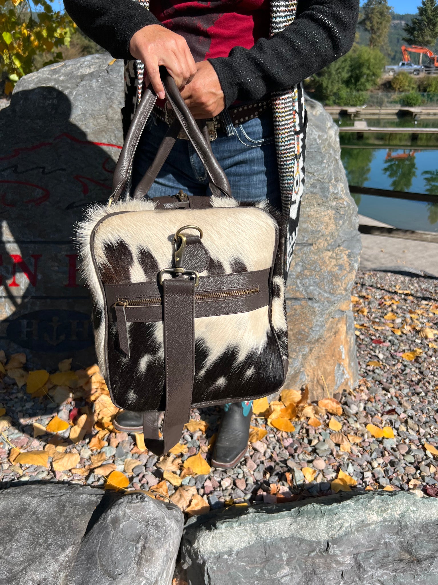 "The BearGrass" Genuine Cowhide and Leather Duffel Travel Bag Unisex