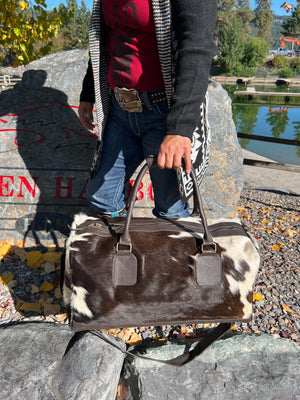 "The BearGrass" Genuine Cowhide and Leather Duffel Travel Bag Unisex
