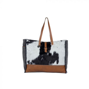 Myra Bag Cowhide Leather Canvas Carry-on Travel Weekender Tote