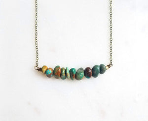 Genuine Turquoise Handmade Brass Necklace by Edgy Petal